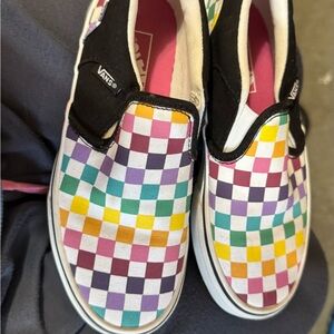 Vans Kids Colorful Checkered Slip-On Sneakers